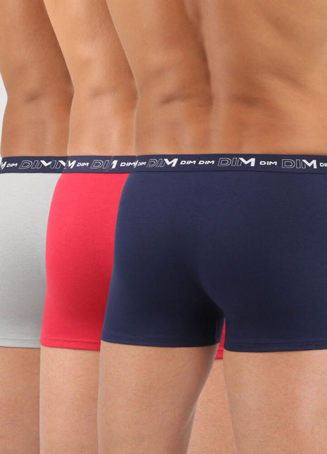 Dim short 3 pack cotton stretch boxer blue / red / grey heren D6596-9LH Dim boxer 3 pack cotton stretch boxer blue / red / grey hommes