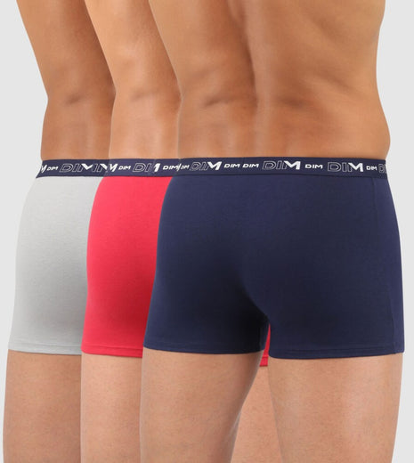 Dim short 3 pack cotton stretch boxer blue / red / grey heren D6596-9LH Dim boxer 3 pack cotton stretch boxer blue / red / grey hommes