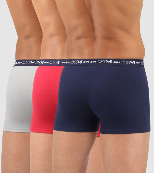 Dim short 3 pack cotton stretch boxer blue / red / grey heren D6596-9LH Dim boxer 3 pack cotton stretch boxer blue / red / grey hommes