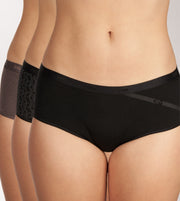 Dim short 3 pack les pockets cotton stretch boxer black / grey dames