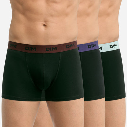 Dim short 3 pack mix and colors black waistband bordeaux / blue marine / blue heren D005D-ATL Dim boxer 3 pack cotton stretch boxer black waistband bordeaux / blue marine / blue hommes