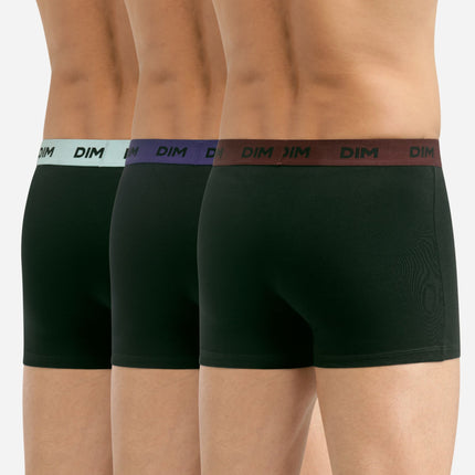 Dim short 3 pack mix and colors black waistband bordeaux / blue marine / blue heren D005D-ATL Dim boxer 3 pack cotton stretch boxer black waistband bordeaux / blue marine / blue hommes