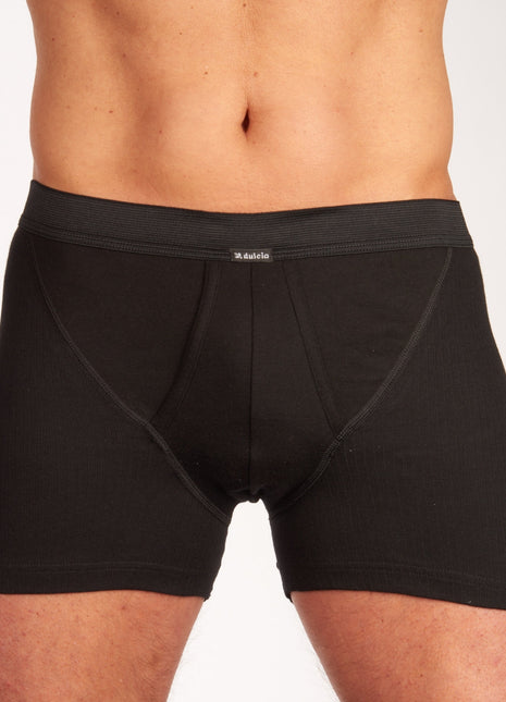 Dulcia short 2 pack new basic cotton 4-1 rib black heren 678-0560-black Dulcia boxer lot de 2 new basic cotton 4-1 rib black hommes