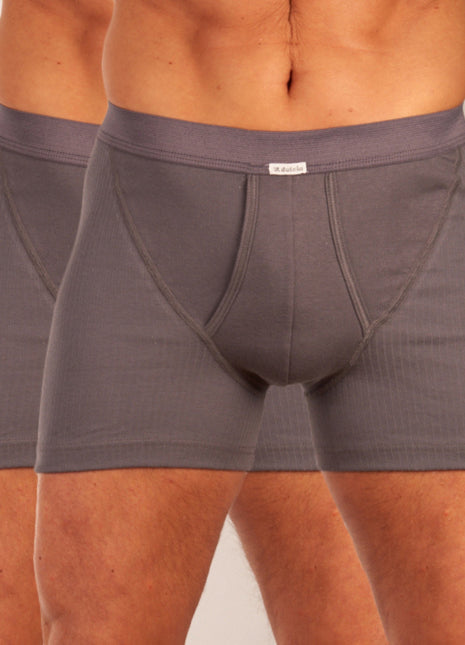 Dulcia short 2 pack new basic cotton 4-1 rib grey heren 678-0560-grey Dulcia boxer lot de 2 new basic cotton 4-1 rib grey hommes