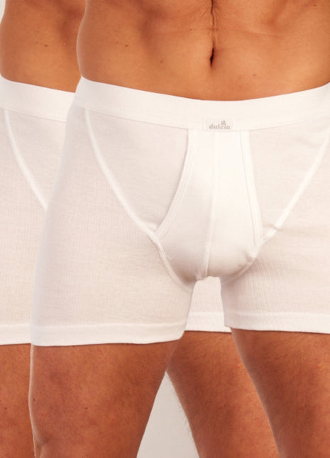 Dulcia short 2 pack new basic cotton 4-1 rib white heren 678-0560-white Dulcia boxer lot de 2 new basic cotton 4-1 rib white hommes