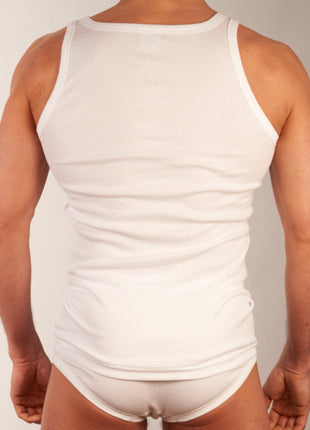 Dulcia singlet 2 pack new basic cotton 4-1 rib white heren 678-0605-white Dulcia débardeur lot de 2 new basic cotton 4-1 rib white hommes
