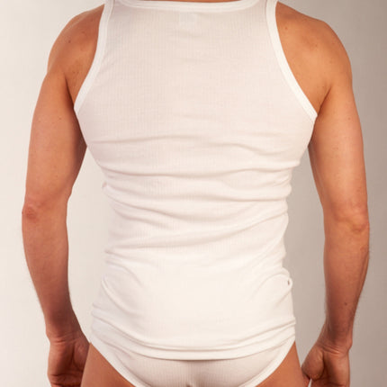 Dulcia singlet 2 pack new basic cotton 4-1 rib white heren 678-0605-white Dulcia débardeur lot de 2 new basic cotton 4-1 rib white hommes
