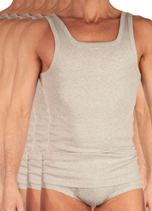 Dulcia singlet 6 pack basic cotton 1-1 rib grey heren 695-8050-grey-x6 Dulcia débardeur lot de 6 basic cotton 1-1 rib grey hommes