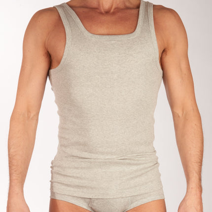 Dulcia singlet basic cotton 1-1 rib grey heren 695-8050-grey Dulcia débardeur basic cotton 1-1 rib grey hommes
