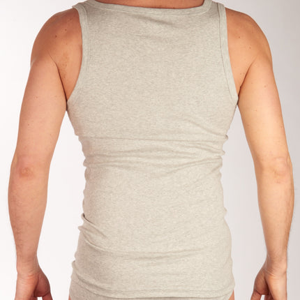 Dulcia singlet basic cotton 1-1 rib grey heren 695-8050-grey Dulcia débardeur basic cotton 1-1 rib grey hommes
