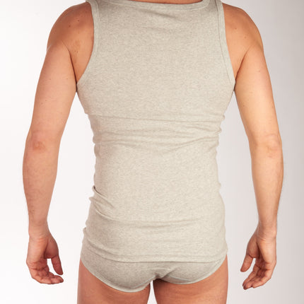 Dulcia singlet basic cotton 1-1 rib grey heren 695-8050-grey Dulcia débardeur basic cotton 1-1 rib grey hommes

