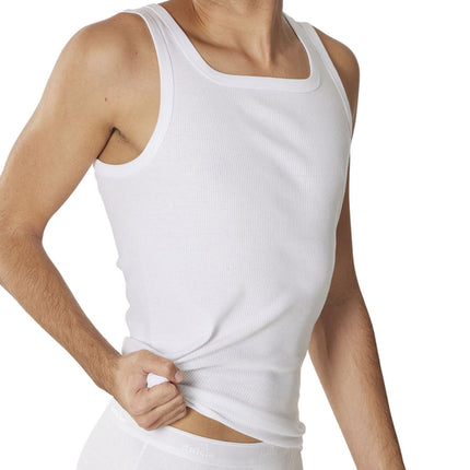 Dulcia singlet classic 2-2 rib white heren 669-8050-white Dulcia débardeur classic 2-2 rib white hommes