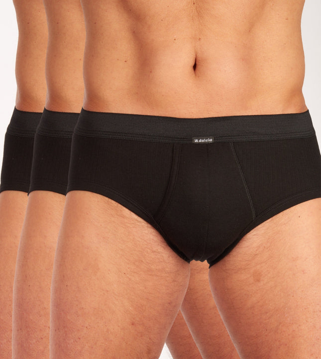 Dulcia slip 3 pack new basic cotton 4-1 rib black heren 678-0540-black Dulcia slip lot de 3 new basic cotton 4-1 rib black hommes
