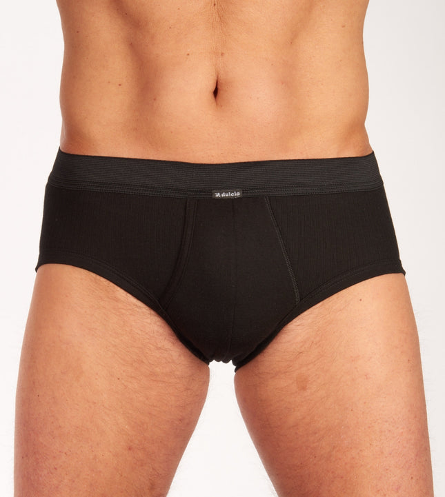 Dulcia slip 3 pack new basic cotton 4-1 rib black heren 678-0540-black Dulcia slip lot de 3 new basic cotton 4-1 rib black hommes
