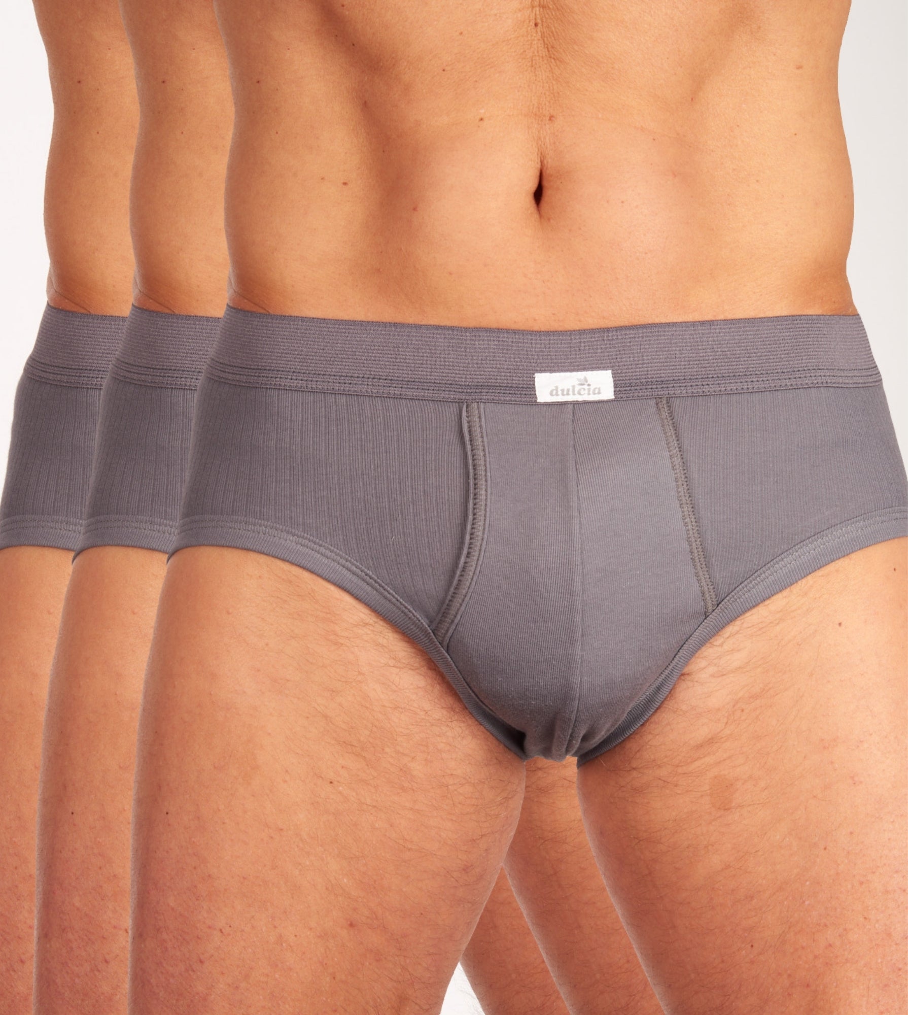 Dulcia slip 3 pack new basic cotton 4 1 rib grey heren MyComfort24