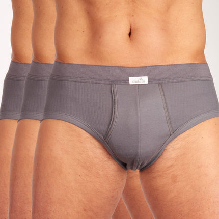 Dulcia slip 3 pack new basic cotton 4-1 rib grey heren 678-0540-grey Dulcia slip lot de 3 new basic cotton 4-1 rib grey hommes
