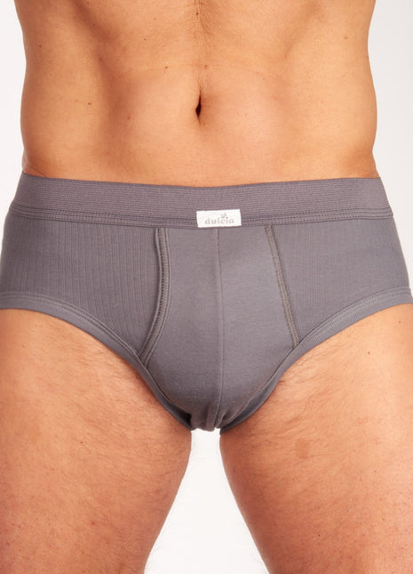 Dulcia slip 3 pack new basic cotton 4-1 rib grey heren 678-0540-grey Dulcia slip lot de 3 new basic cotton 4-1 rib grey hommes