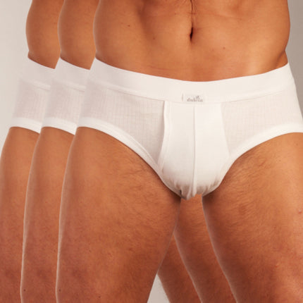 Dulcia slip 3 pack new basic cotton 4-1 rib white heren 678-0540-white Dulcia slip lot de 3 new basic cotton 4-1 rib white hommes
