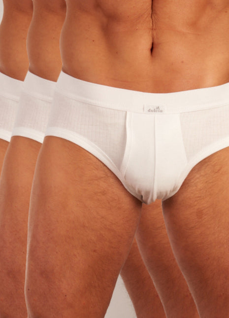 Dulcia slip 3 pack new basic cotton 4-1 rib white heren 678-0540-white Dulcia slip lot de 3 new basic cotton 4-1 rib white hommes