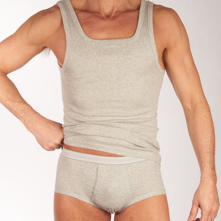 Dulcia slip basic cotton 1-1 rib grey heren 695-0992-grey Dulcia slip basic cotton 1-1 rib grey hommes
