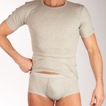 Dulcia slip basic cotton 1-1 rib grey heren 695-0992-grey Dulcia slip basic cotton 1-1 rib grey hommes
