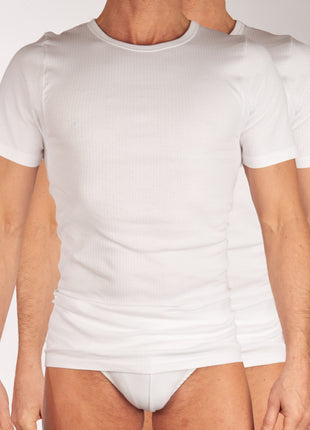 Dulcia t-shirt ronde hals 2 pack new basic cotton 4-1 rib white heren 678-6167-white Dulcia t-shirt col rond new basic cotton 4-1 rib white hommes
