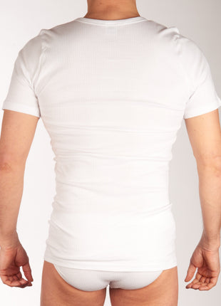 Dulcia t-shirt ronde hals 2 pack new basic cotton 4-1 rib white heren 678-6167-white Dulcia t-shirt col rond new basic cotton 4-1 rib white hommes
