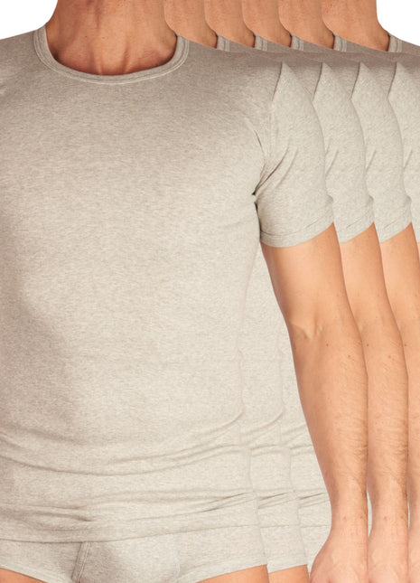 Dulcia t-shirt ronde hals 6 pack basic cotton 1-1 rib grey heren 695-8167-grey-x6 Dulcia t-shirt col rond lot de 6 basic cotton 1-1 rib grey hommes