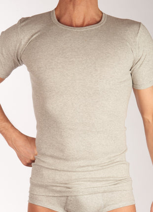 Dulcia t-shirt ronde hals basic cotton 1-1 rib grey heren 695-8167-grey Dulcia t-shirt col rond basic cotton 1-1 rib grey hommes

