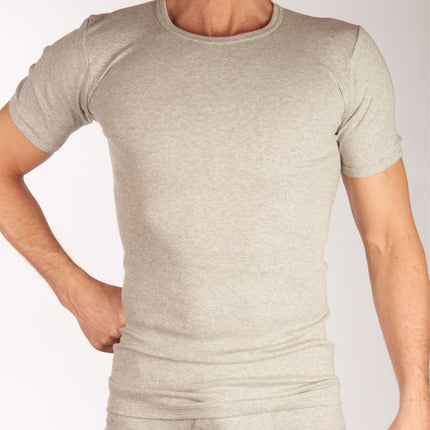 Dulcia t-shirt ronde hals basic cotton 1-1 rib grey heren 695-8167-grey Dulcia t-shirt col rond basic cotton 1-1 rib grey hommes

