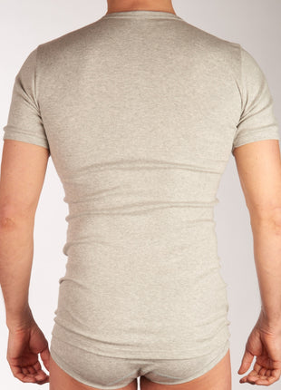 Dulcia t-shirt ronde hals basic cotton 1-1 rib grey heren 695-8167-grey Dulcia t-shirt col rond basic cotton 1-1 rib grey hommes
