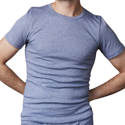 Dulcia t-shirt ronde hals basic cotton 1-1 rib jeans heren 618-8137-jeans Dulcia t-shirt col rond basic cotton 1-1 rib jeans hommes