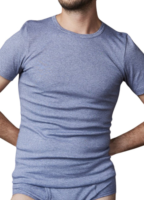 Dulcia t-shirt ronde hals basic cotton 1-1 rib jeans heren 618-8137-jeans Dulcia t-shirt col rond basic cotton 1-1 rib jeans hommes