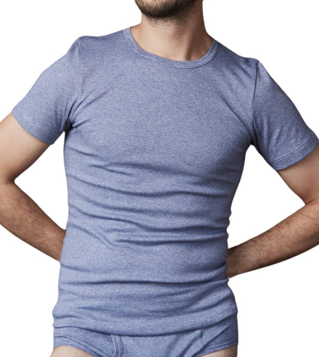 Dulcia t-shirt ronde hals basic cotton 1-1 rib jeans heren 618-8137-jeans Dulcia t-shirt col rond basic cotton 1-1 rib jeans hommes