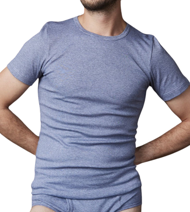 Dulcia t-shirt ronde hals basic cotton 1-1 rib jeans heren 618-8137-jeans Dulcia t-shirt col rond basic cotton 1-1 rib jeans hommes