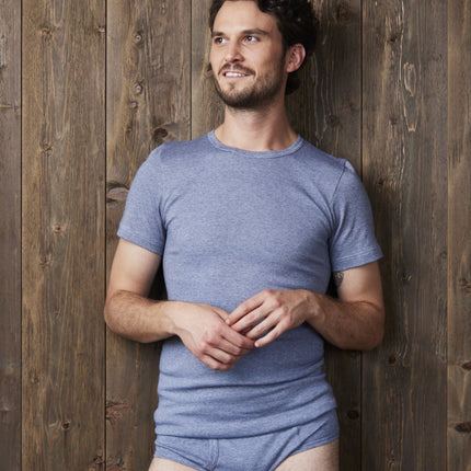 Dulcia t-shirt ronde hals basic cotton 1-1 rib jeans heren 618-8137-jeans Dulcia t-shirt col rond basic cotton 1-1 rib jeans hommes