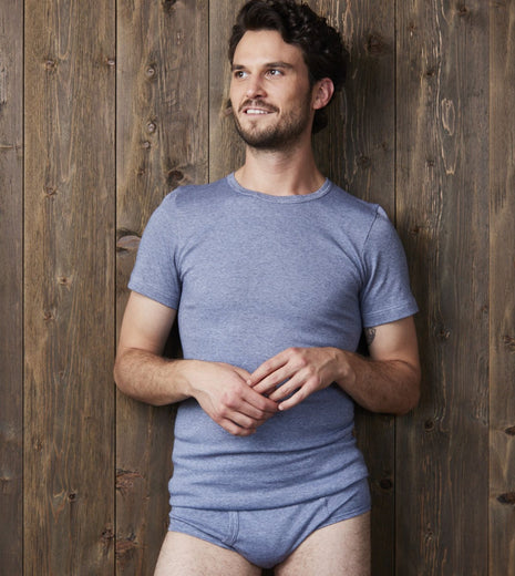 Dulcia t-shirt ronde hals basic cotton 1-1 rib jeans heren 618-8137-jeans Dulcia t-shirt col rond basic cotton 1-1 rib jeans hommes