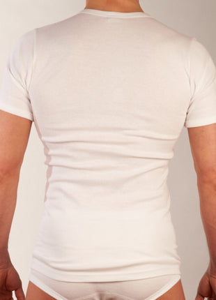 Dulcia t-shirt ronde hals basic cotton 1-1 rib white heren 675-8167-white Dulcia t-shirt col rond basic cotton 1-1 rib white hommes
