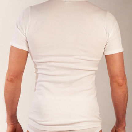 Dulcia t-shirt ronde hals basic cotton 1-1 rib white heren 675-8167-white Dulcia t-shirt col rond basic cotton 1-1 rib white hommes
