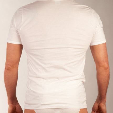 Dulcia t-shirt v-hals atletic cotton white heren 905-8020-white Dulcia t-shirt col v atletic cotton white hommes
