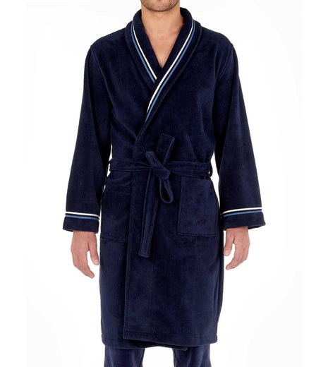 Hom badjas transat bathrobe navy heren 402443-00RA Hom peignoir transat bathrobe navy hommes