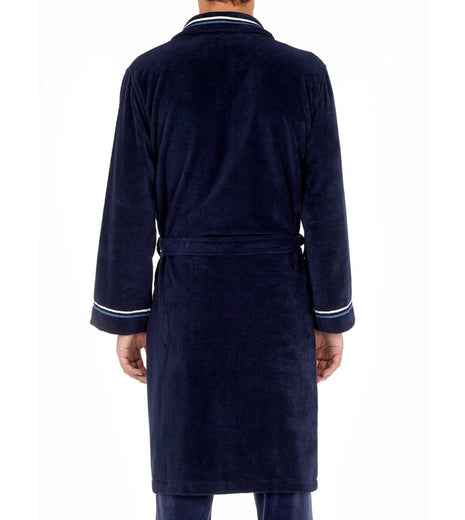 Hom badjas transat bathrobe navy heren 402443-00RA Hom peignoir transat bathrobe navy hommes