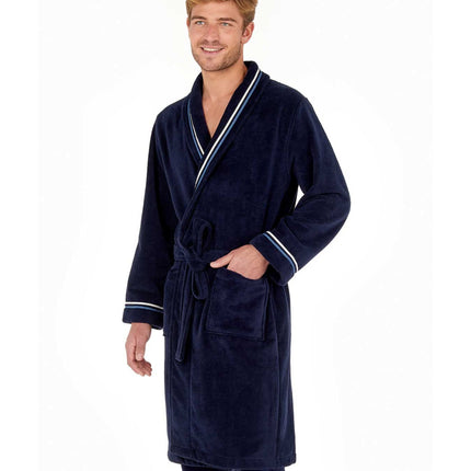 Hom badjas transat bathrobe navy heren 402443-00RA Hom peignoir transat bathrobe navy hommes