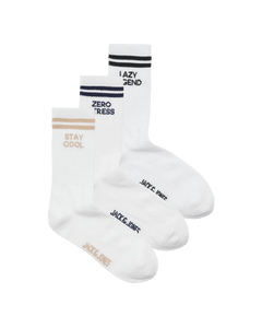 Jack & Jones sokken 3 paar jacollie statement sock white heren