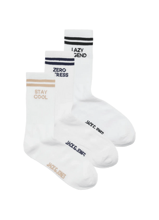 Jack & Jones sokken 3 paar jacollie statement sock white heren