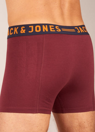 Jack & Jones short 3 pack jaclichfield trunks burgundy heren 12113943-2345331 Jack & Jones boxer lot de 3 jaclichfield trunks burgundy hommes
