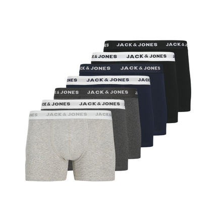 Jack & Jones short 7 pack jacbasic trunks light grey melange / navy blazer / black heren 12165587-4609827 Jack & Jones boxer lot de 7 jacbasic trunks light grey melange / navy blazer / black hommes