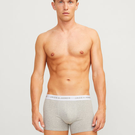 Jack & Jones short 7 pack jacbasic trunks light grey melange / navy blazer / black heren 12165587-4609827 Jack & Jones boxer lot de 7 jacbasic trunks light grey melange / navy blazer / black hommes