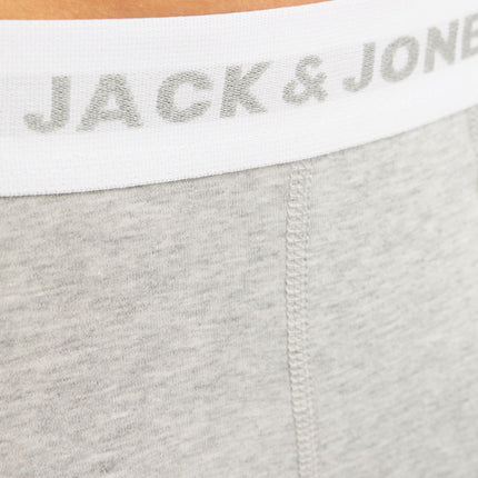 Jack & Jones short 7 pack jacbasic trunks light grey melange / navy blazer / black heren 12165587-4609827 Jack & Jones boxer lot de 7 jacbasic trunks light grey melange / navy blazer / black hommes