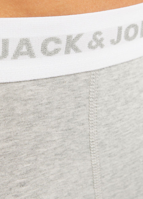 Jack & Jones short 7 pack jacbasic trunks light grey melange / navy blazer / black heren 12165587-4609827 Jack & Jones boxer lot de 7 jacbasic trunks light grey melange / navy blazer / black hommes
